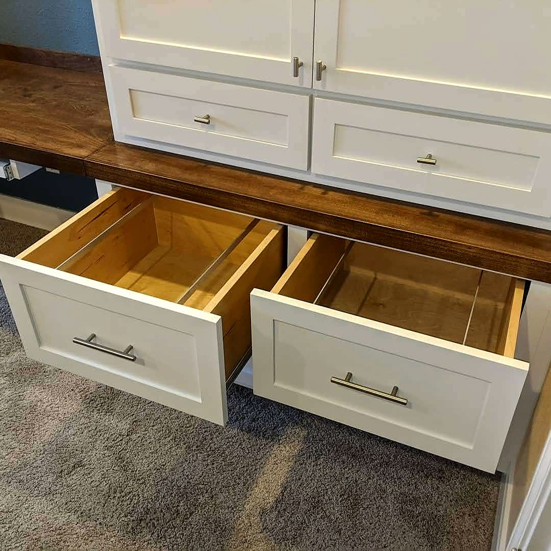 Timber drawer interiors and fitted storage detail