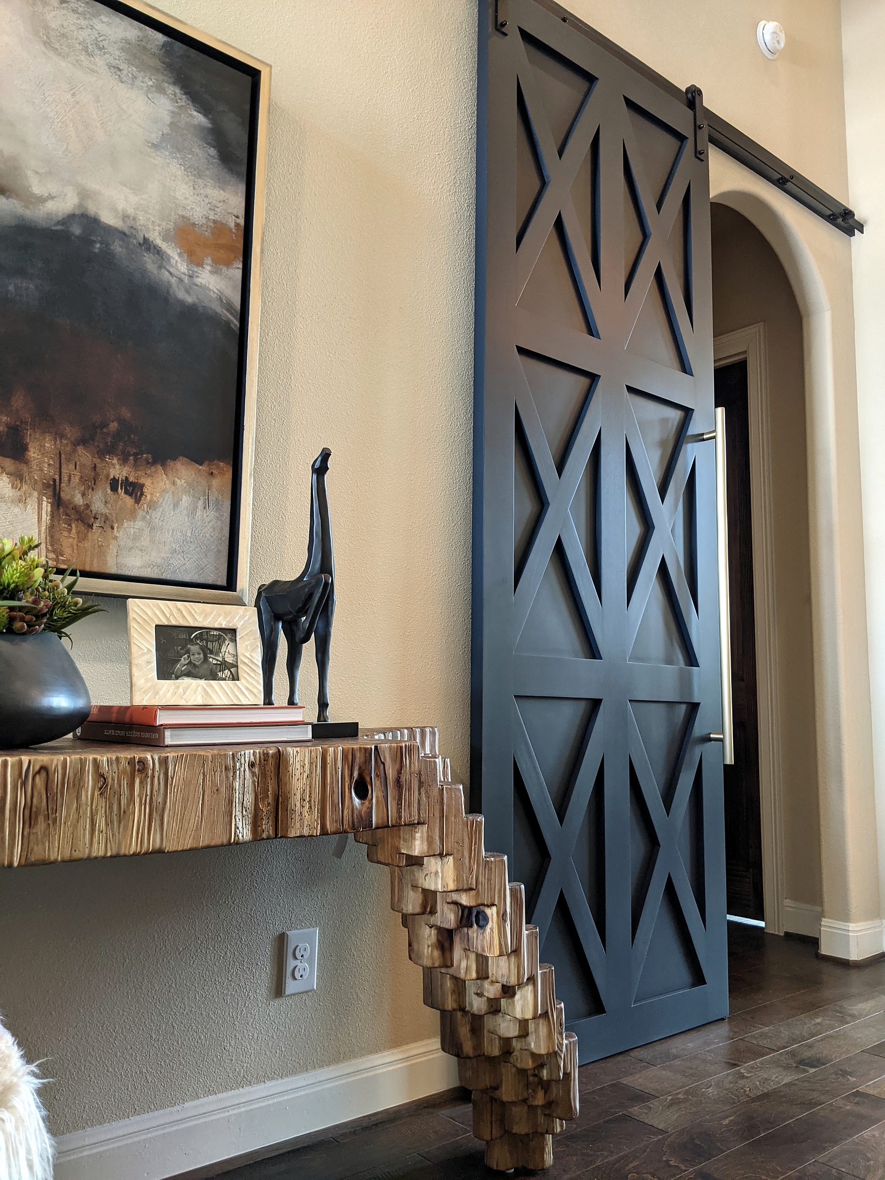 Sliding patterned door — finished view