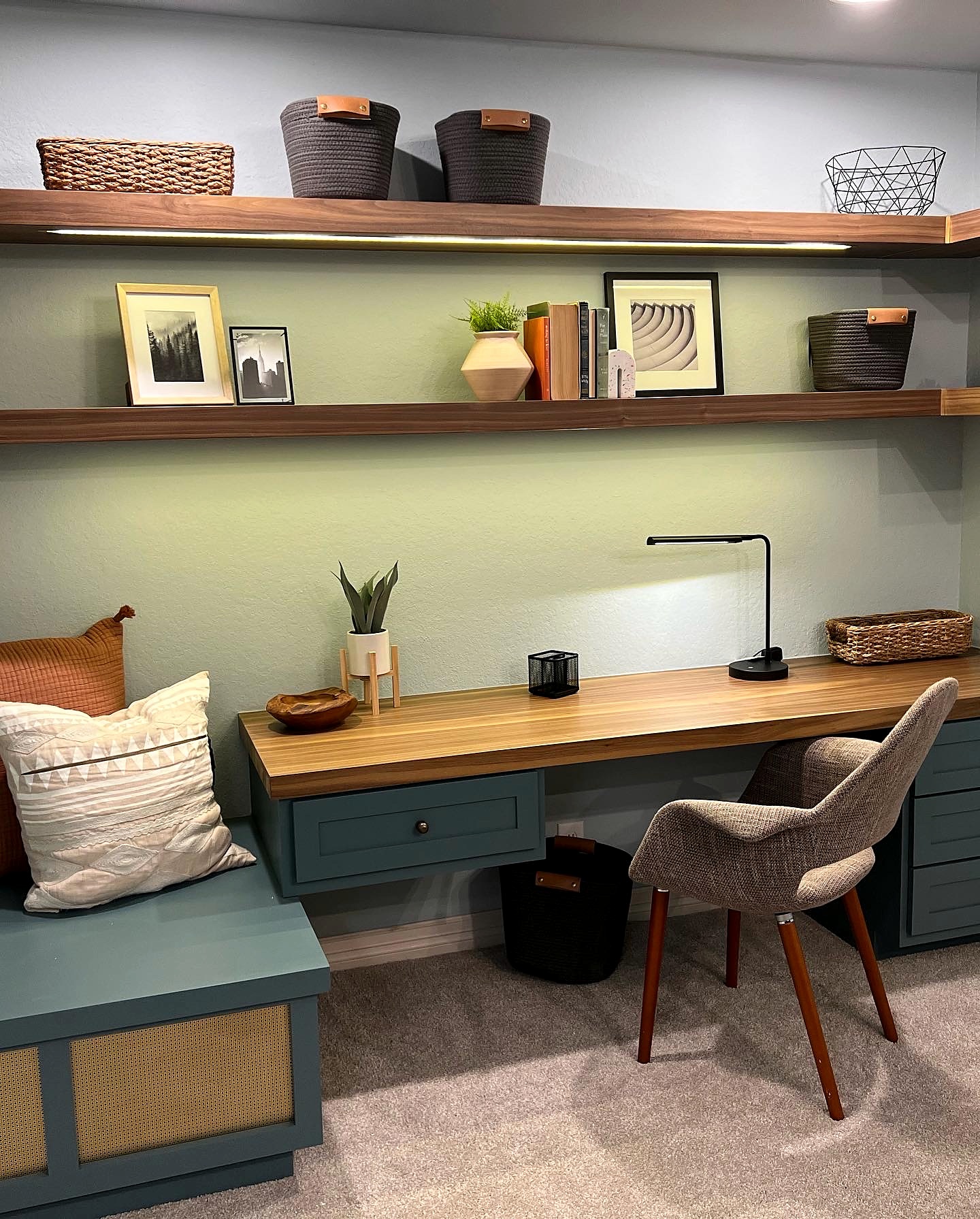 Walnut workspace — finished view